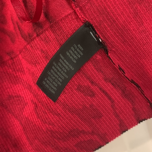 WHBM vintage Red leopard cardigan Sz Sm with3/4 Sleeves & Shiny black snaps❤️🖤 - Picture 14 of 16